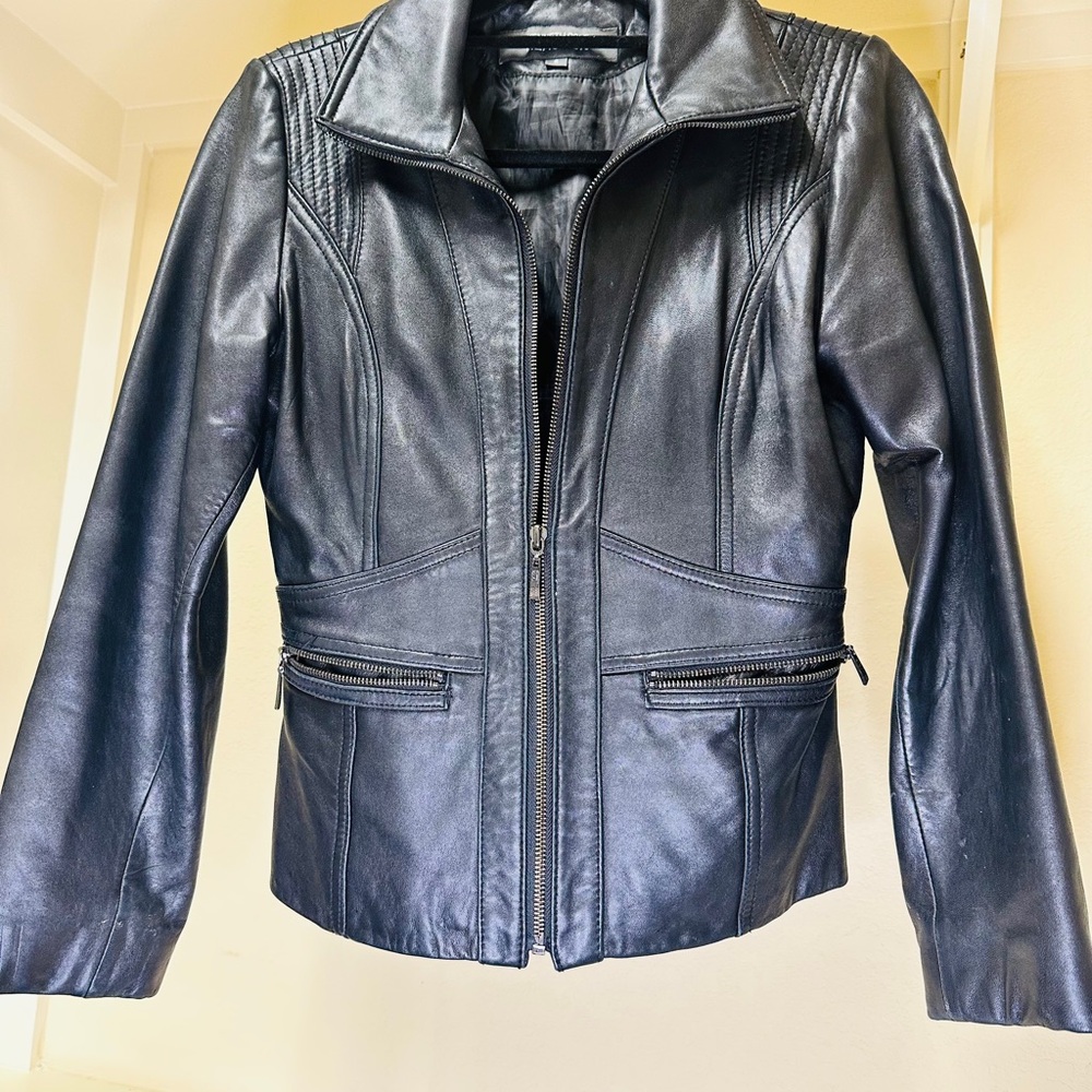Kenneth Cole Women's Black Leather Jacket